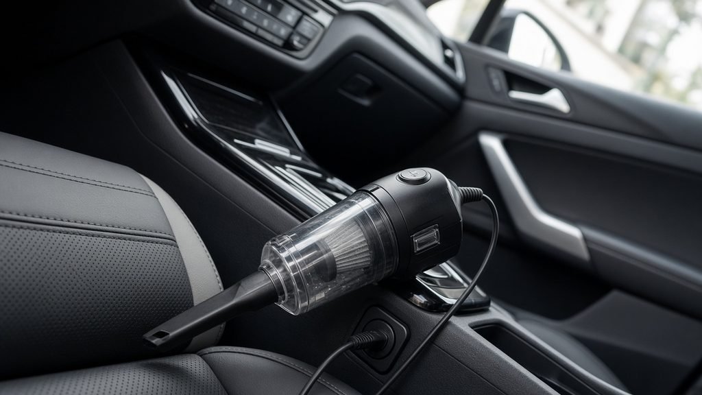 O aspirador de carro com fio oferece potência constante e não precisa de recarga
