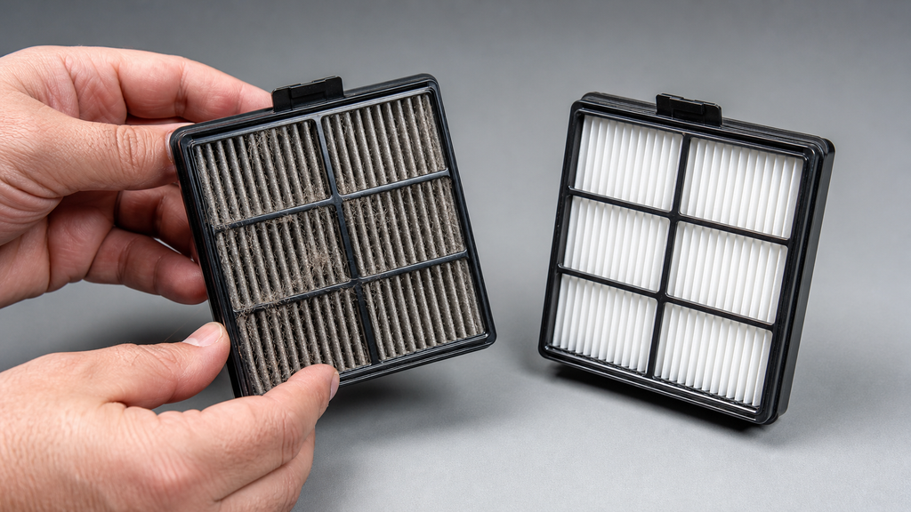 Manutenção e inspeção de filtro HEPA de aspirador de pó
