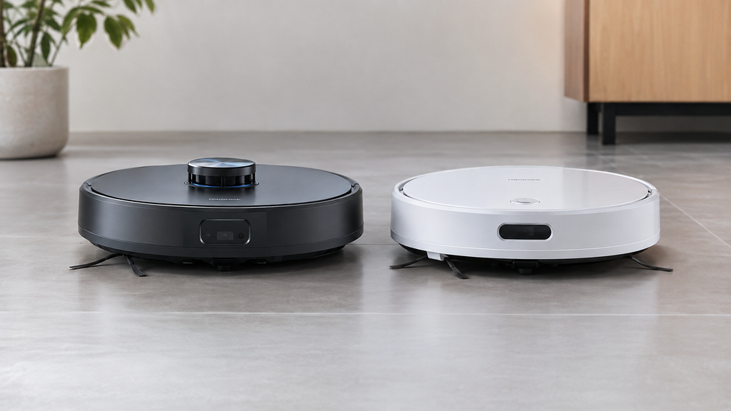 Comparação entre aspirador robô com mapeamento e modelo básico sem navegação inteligente