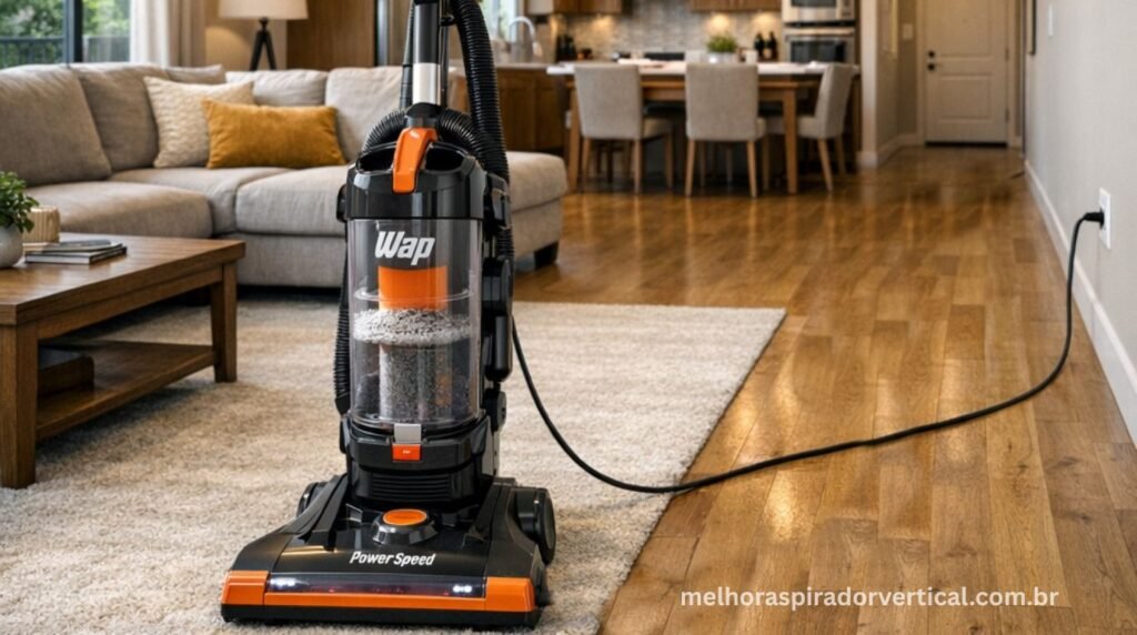 WAP Power Speed com cabo de 5 metros aspirando sala inteira sem precisar trocar de tomada